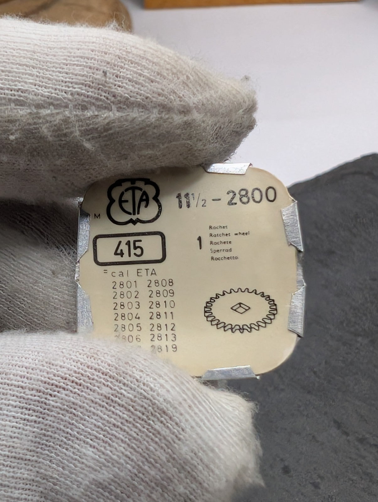 ETA 2800 Ratchet Wheel Ref. 415 – NOS Swiss Made – Sealed Blister – Watch Part