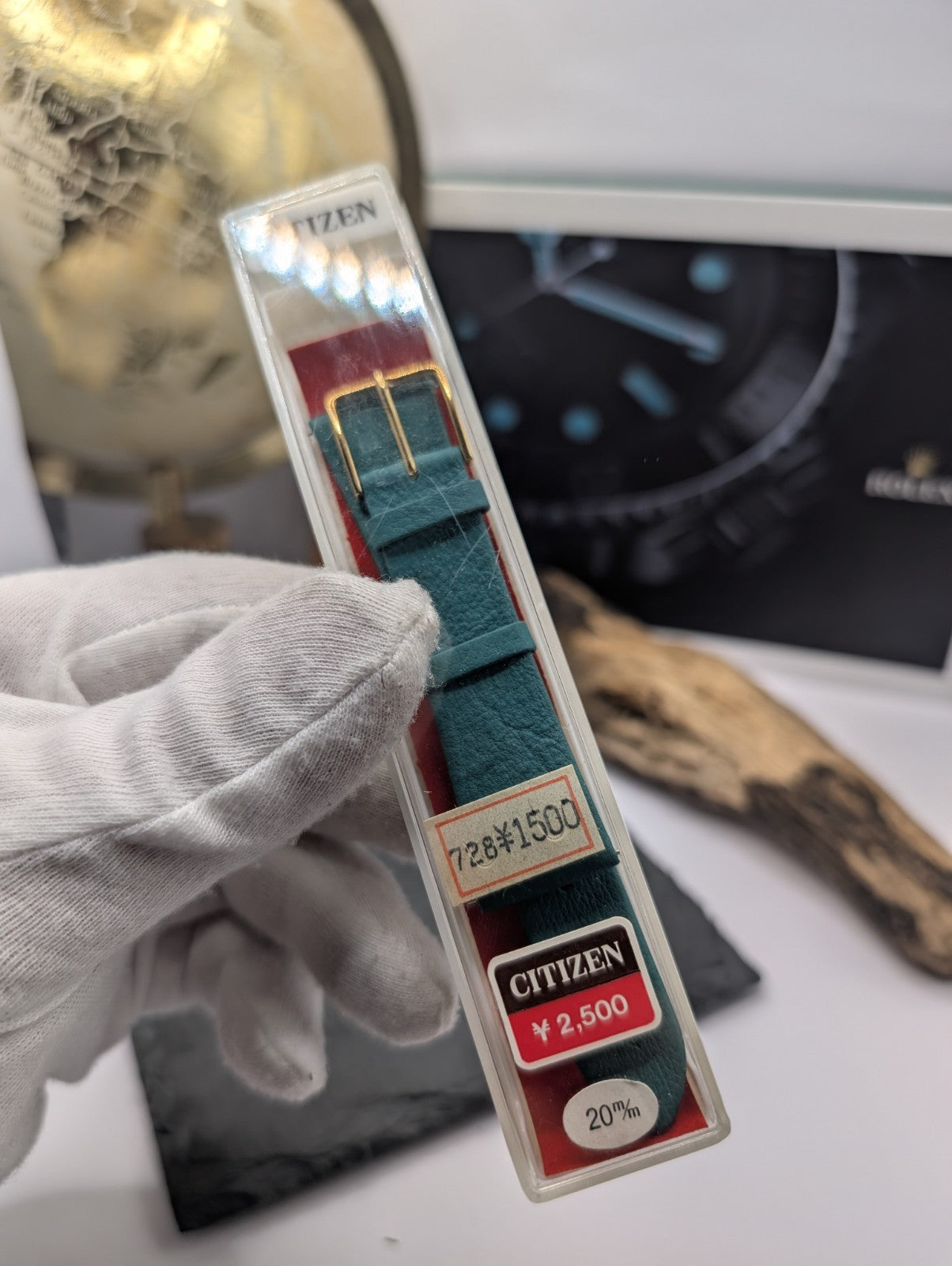 Citizen Vintage Watch Strap NOS 20mm Dark Green Leather Gold Buckle – Japan