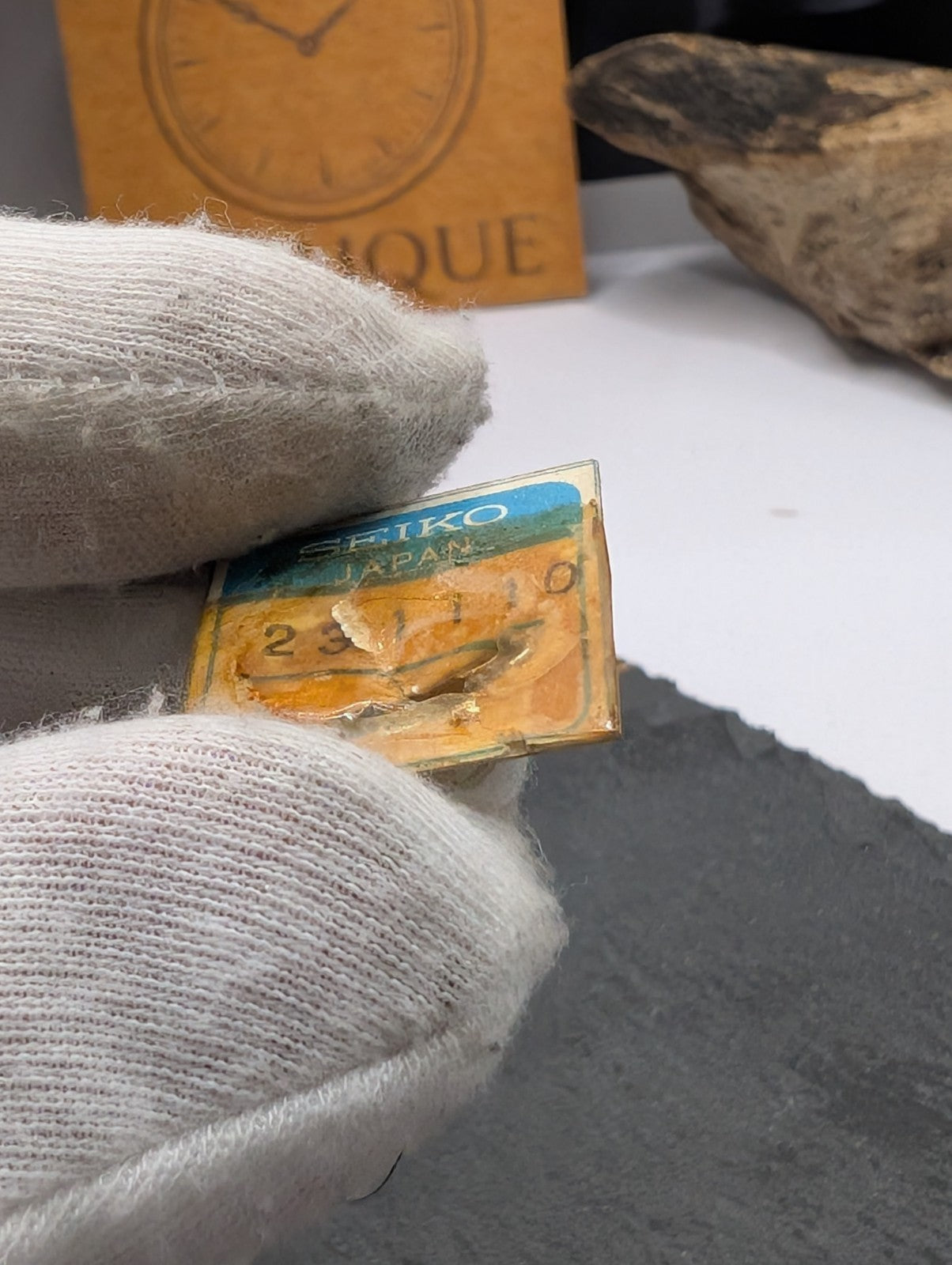 Genuine Seiko Japan Watch Part – Vintage NOS Micro Component on Original Holder