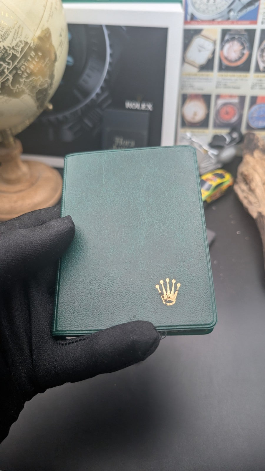 Green Leather Warranty Holder / Booklet Cover – Vintage – Genuine Accessory