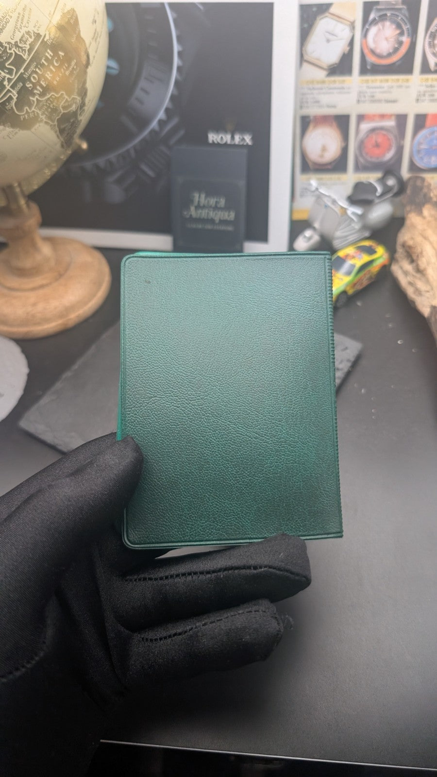 Green Leather Warranty Holder / Booklet Cover – Vintage – Genuine Accessory