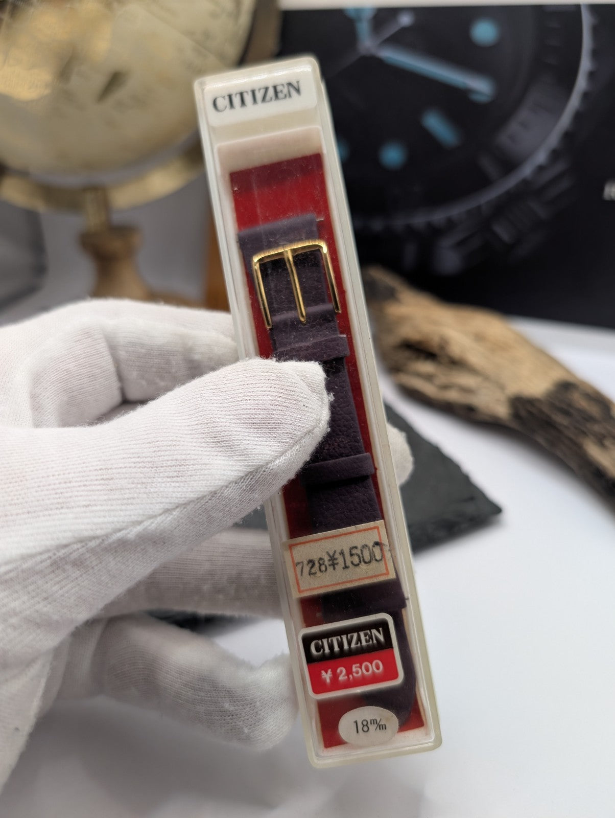 Citizen Vintage Watch Strap Dark Purple Leather – New Old Stock – 18mm – Japan