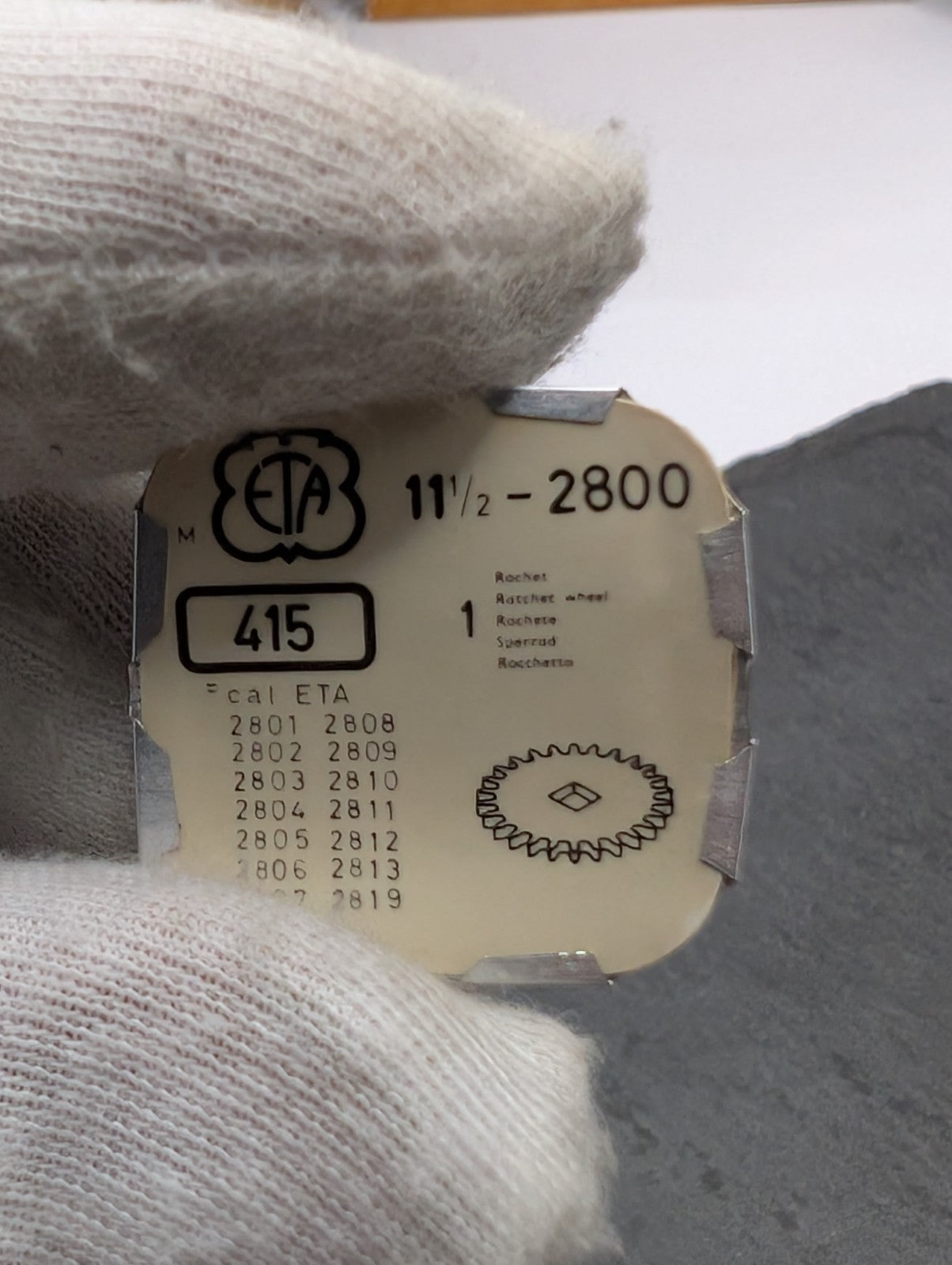 ETA 2800 Ratchet Wheel Ref. 415 – NOS Swiss Made – Sealed Blister – Watch Part