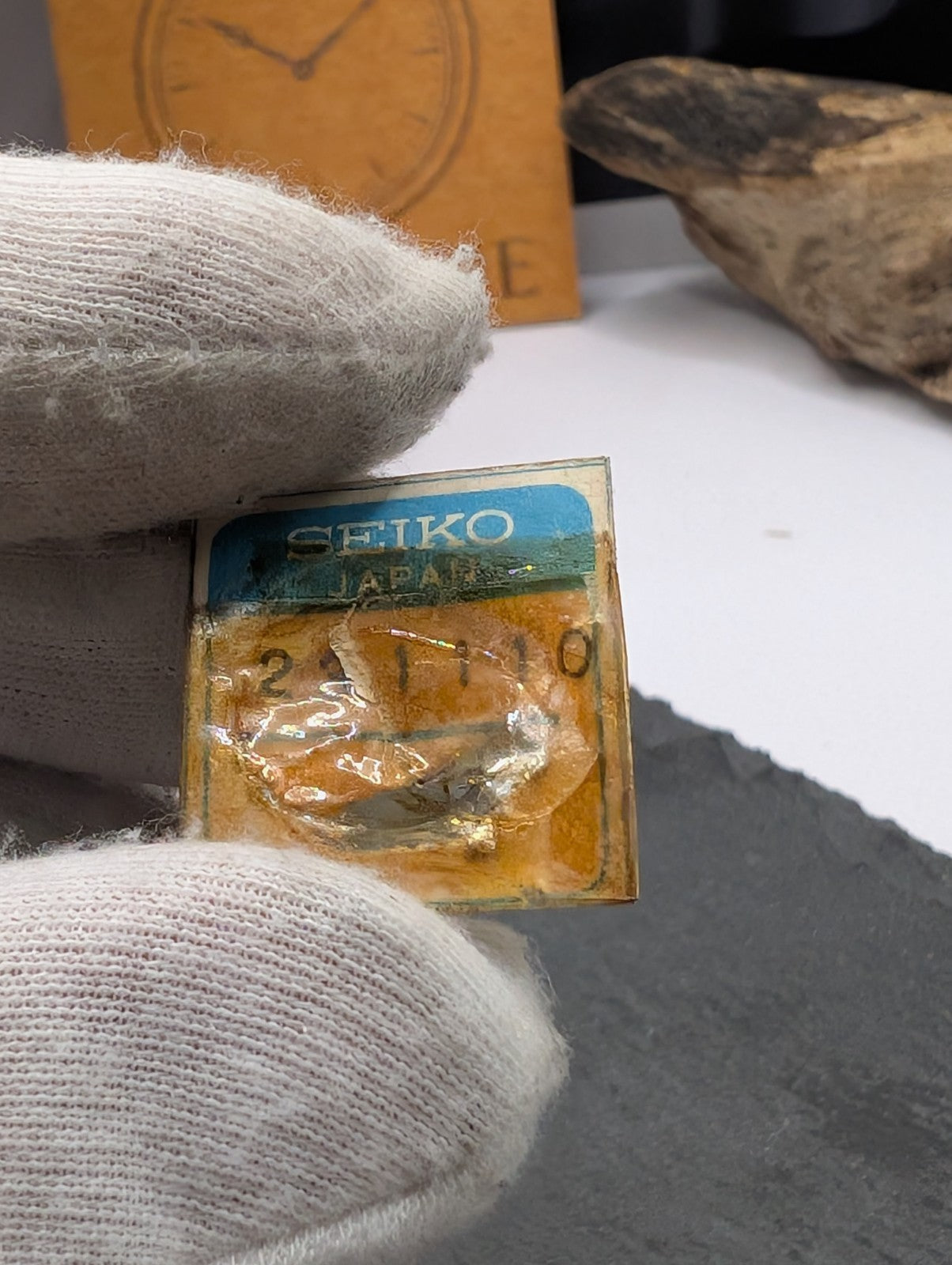 Genuine Seiko Japan Watch Part – Vintage NOS Micro Component on Original Holder