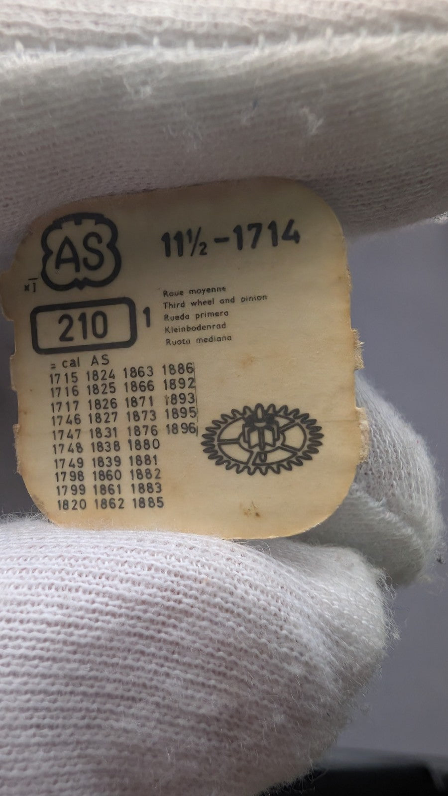 AS A. Schild Cal. 210 Genuine Vintage Watch Part NOS – Third Wheel & Pinion