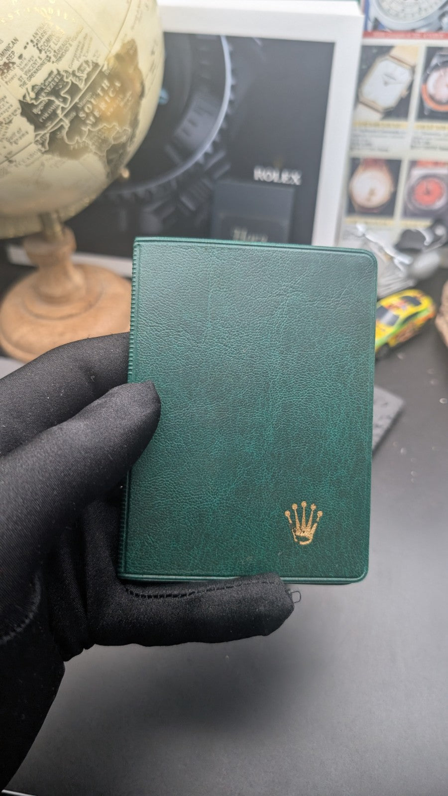 Green Leather Warranty Holder / Booklet Cover – Vintage – Genuine Accessory