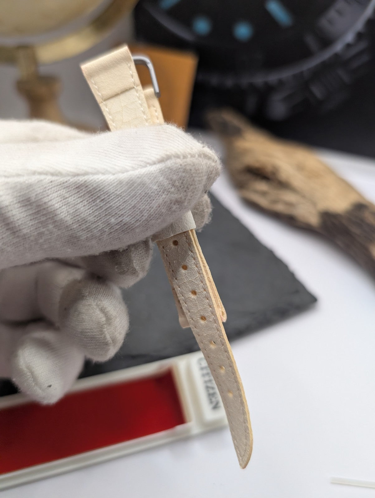 Citizen Vintage NOS Leather Watch Strap – Cream – 13mm – Original Box – Japan