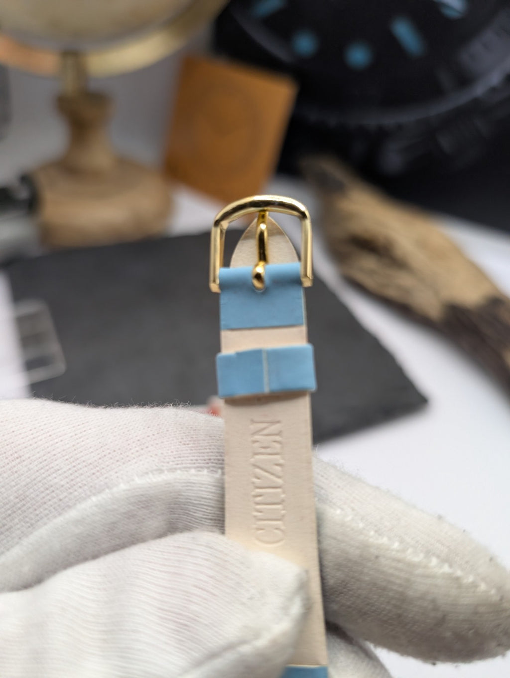 Citizen Vintage Leather Watch Strap NOS – Light Blue – 16mm – Japan – New Old St