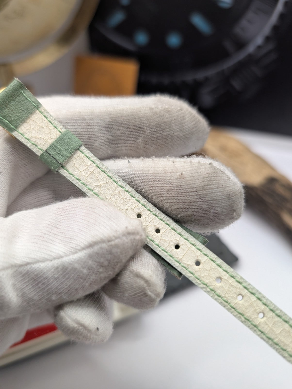 Citizen Vintage NOS Leather Watch Strap – Green – 13mm – Gold Buckle – Original