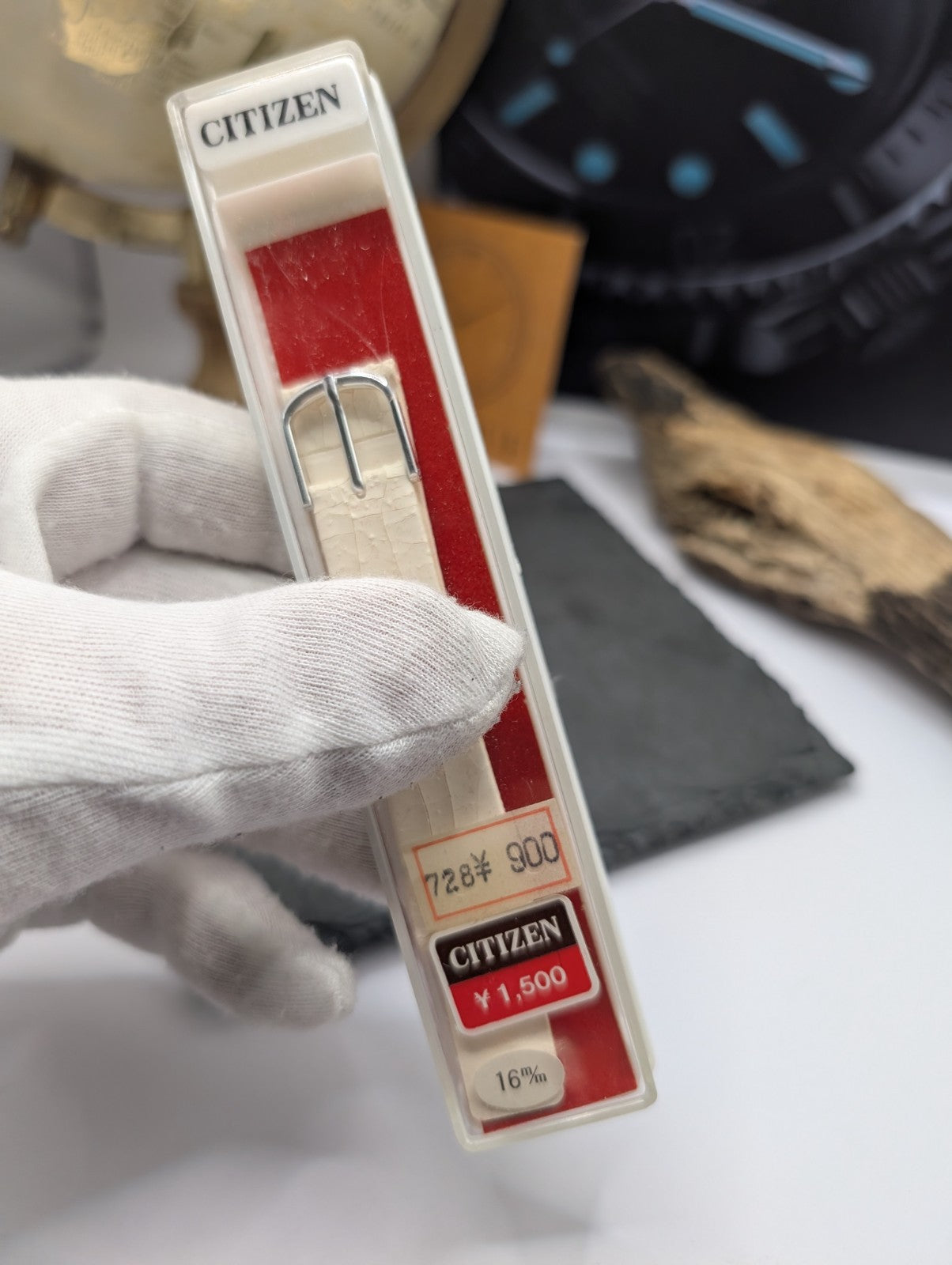 Citizen Vintage Leather Watch Strap NOS – White – 16mm – Japan – New Old Stock