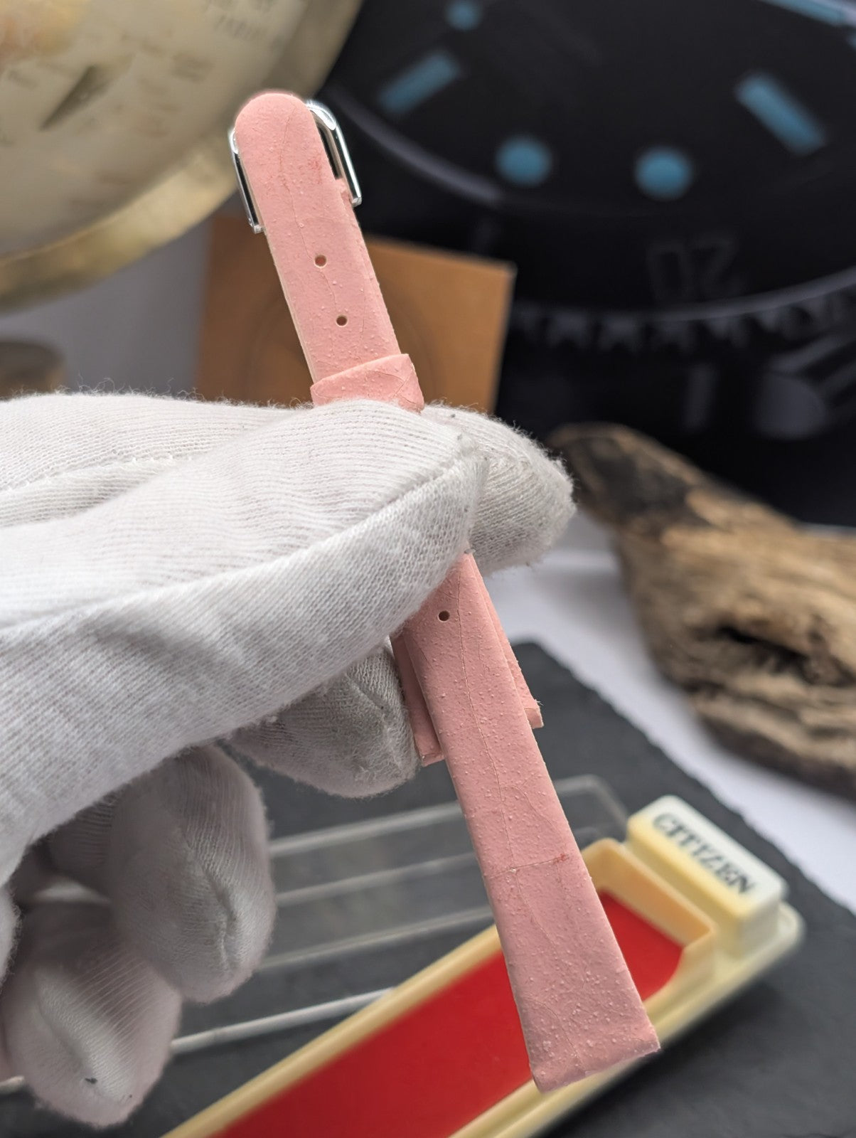 Citizen Vintage Watch Strap NOS 14mm Pink Leather – Original Japan – Unused