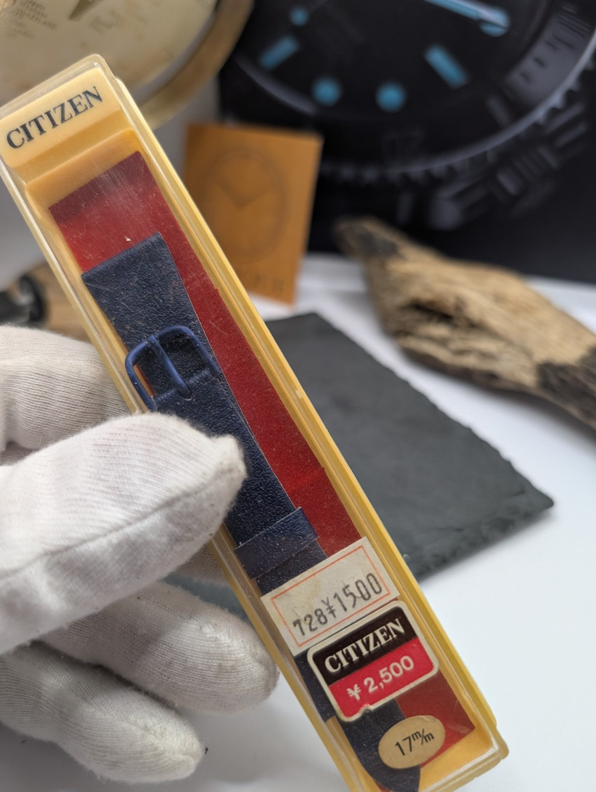 Citizen Vintage NOS Leather Watch Strap – Blue – 17mm – Original Box – Japan