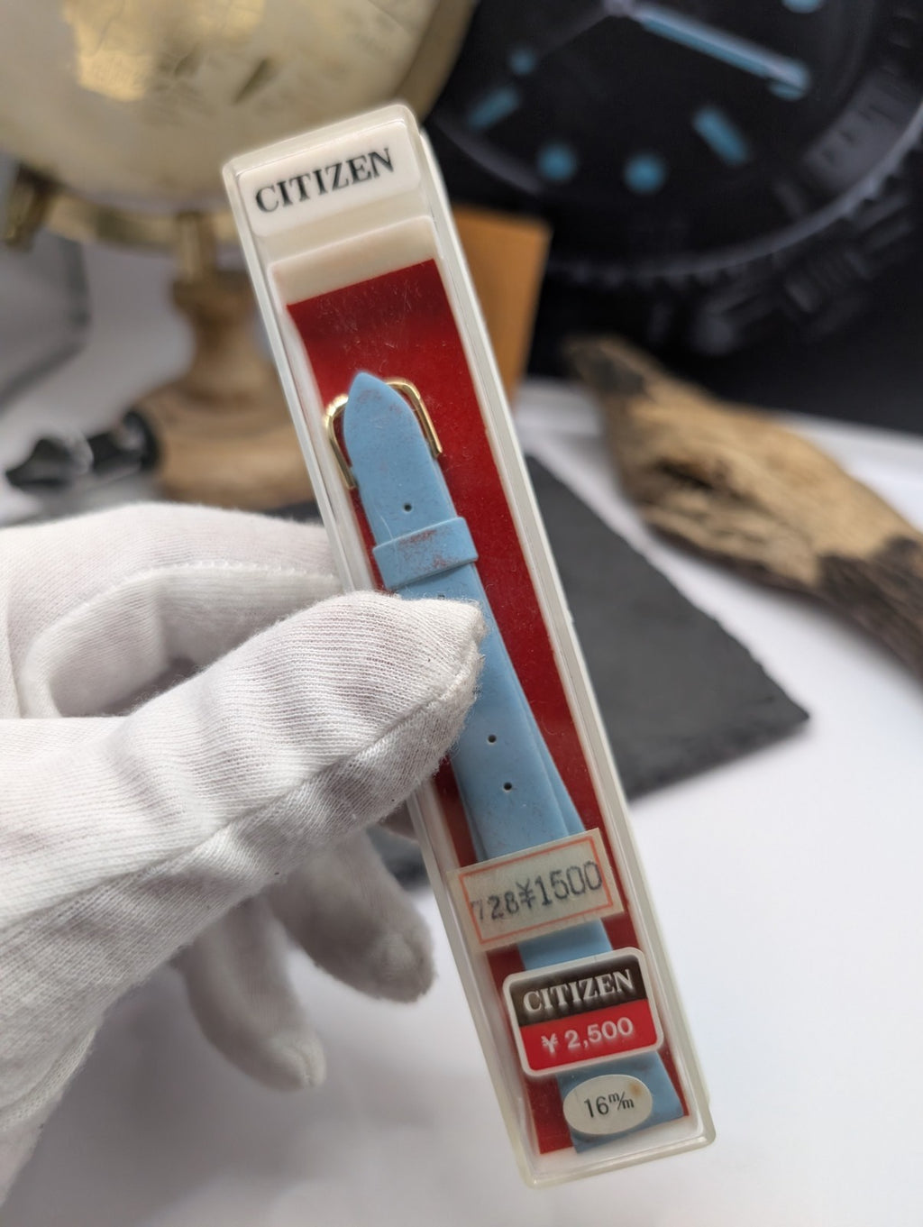 Citizen Vintage Leather Watch Strap NOS – Light Blue – 16mm – Japan – New Old St