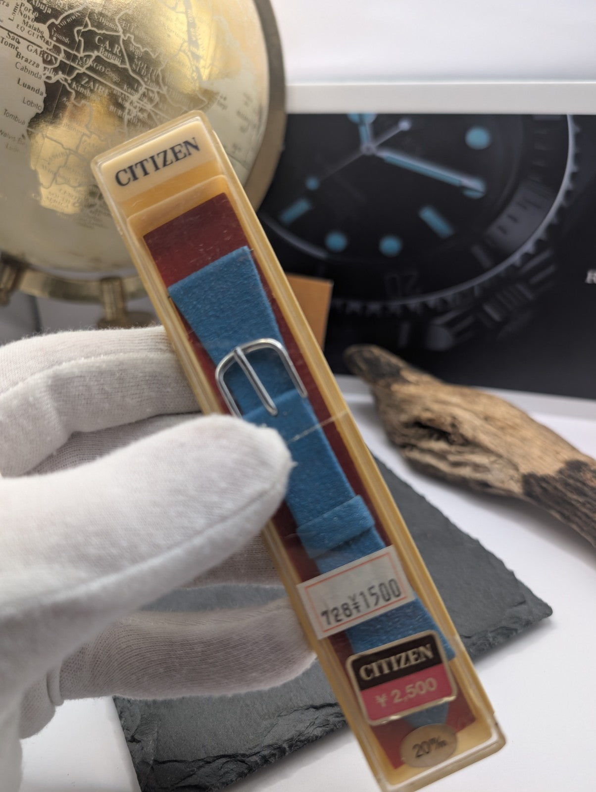 Citizen Vintage Watch Strap NOS 20mm Green Leather Gold Buckle – Original Japa