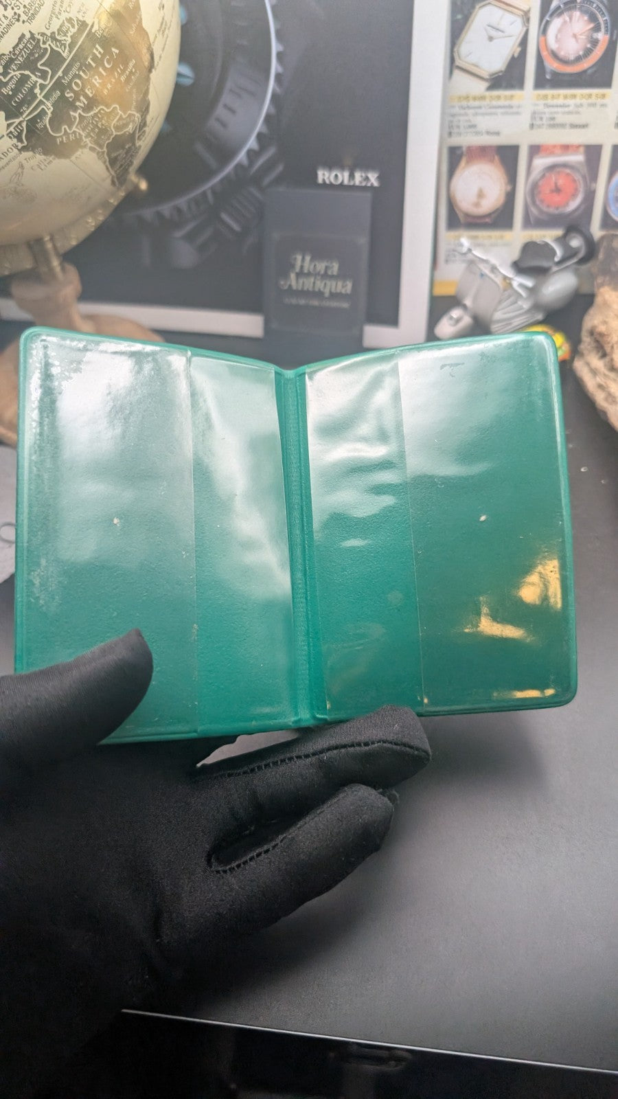Green Leather Warranty Holder / Booklet Cover – Vintage – Genuine Accessory