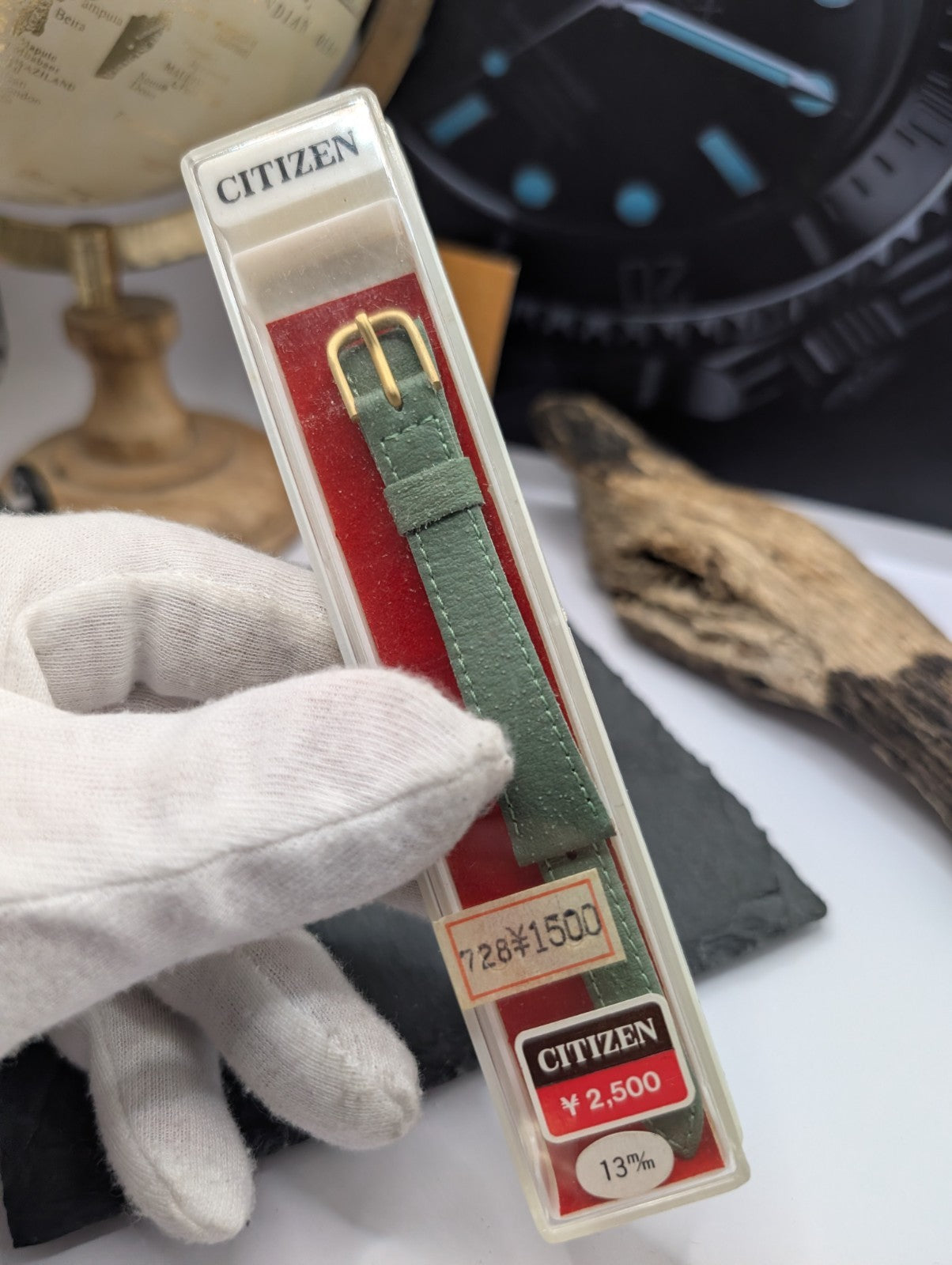 Citizen Vintage NOS Leather Watch Strap – Green – 13mm – Gold Buckle – Original