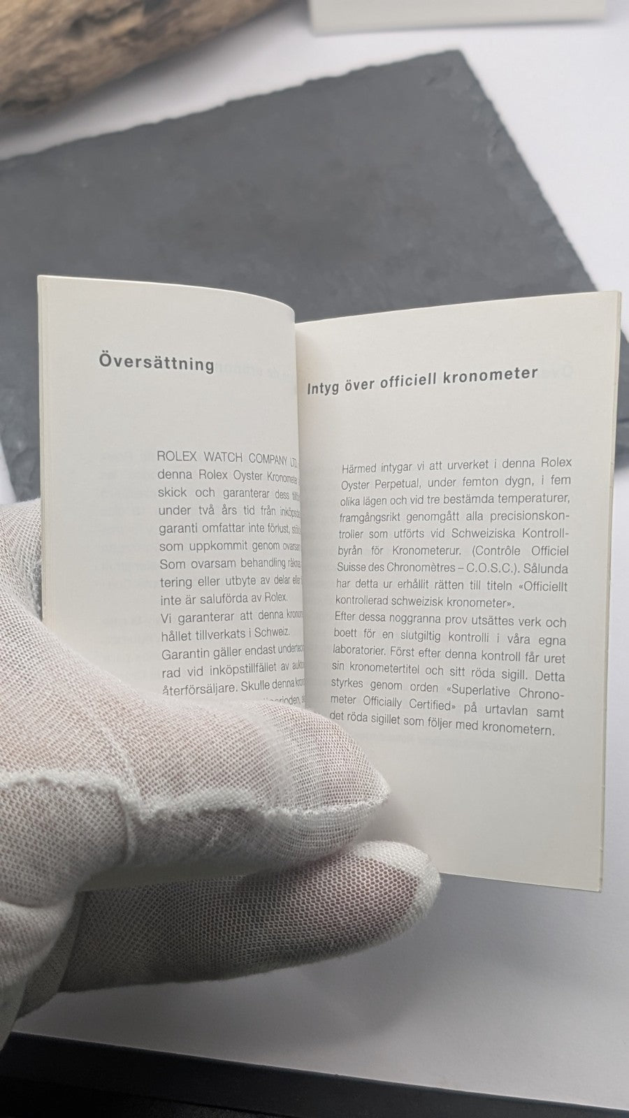 Genuine Rolex booklet holder in green PVC, designed to store warranty booklets,