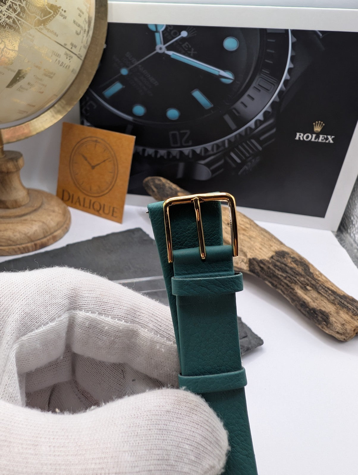 Citizen Vintage Watch Strap NOS 20mm Green Leather Gold Buckle – Original Japan