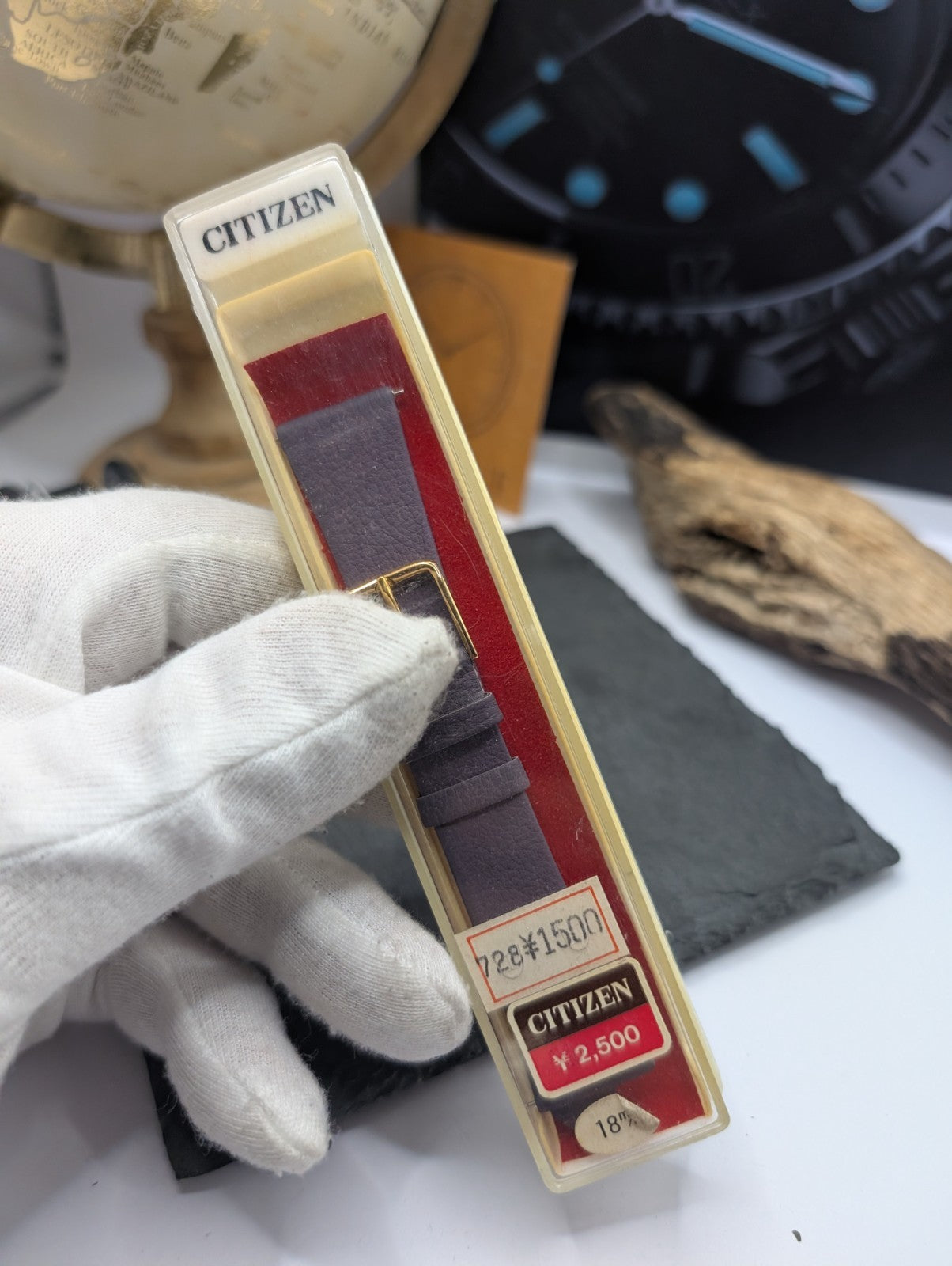 Citizen Vintage NOS Leather Watch Strap – Purple – 18mm – Gold Buckle – Original