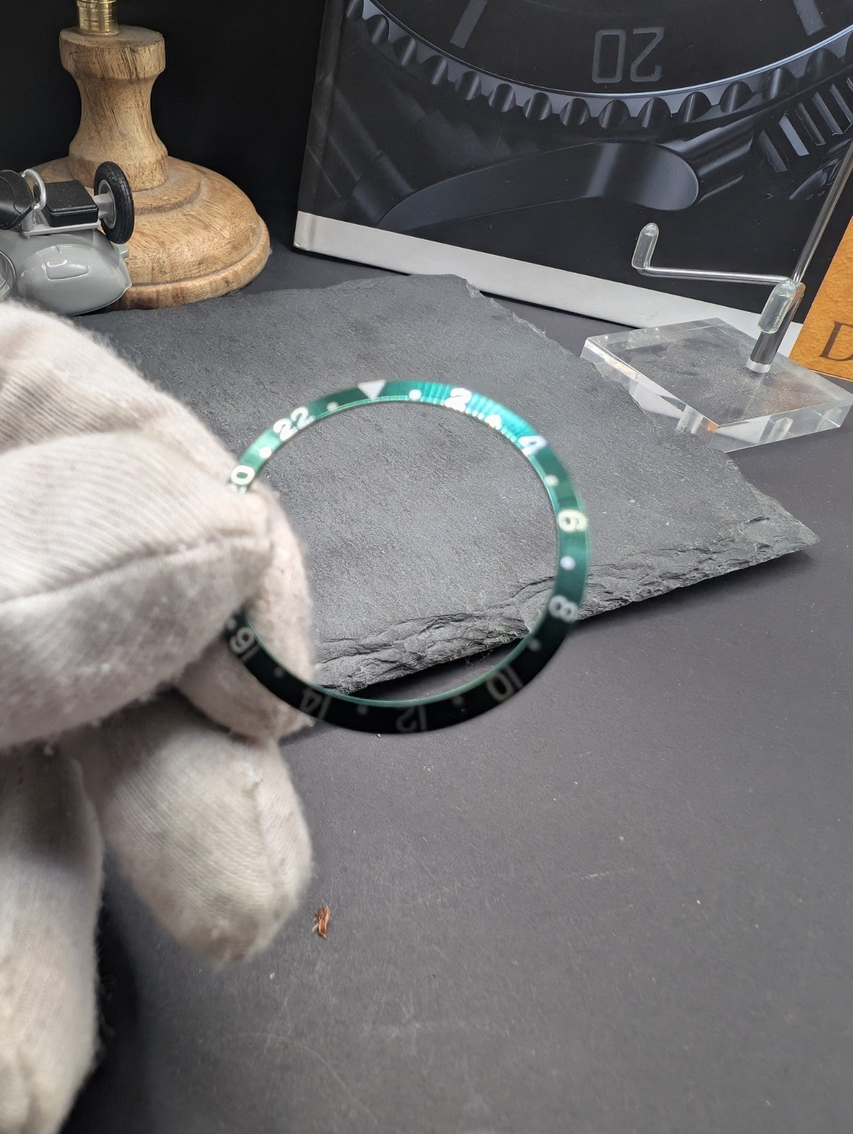 Green Aluminum 24-Hour Bezel Insert for GMT Style Watch – Replacement Part