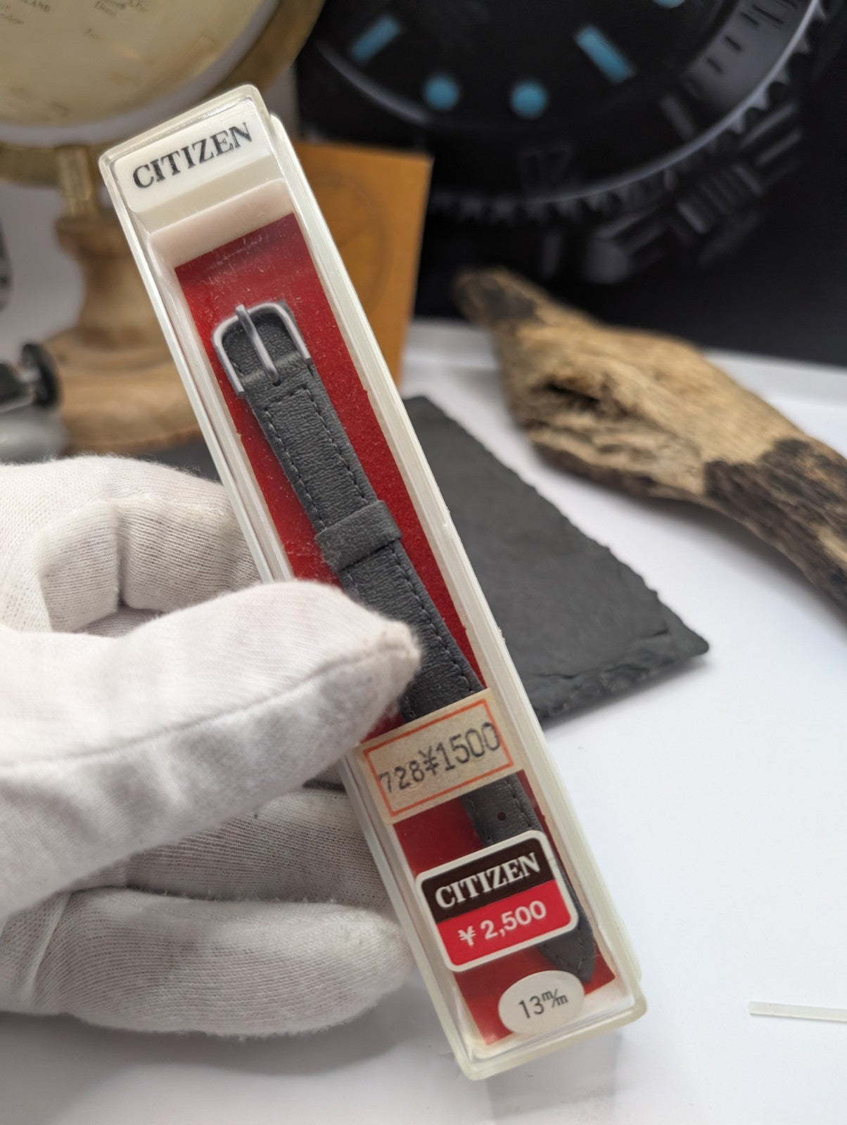 Citizen Vintage NOS Leather Watch Strap – Grey – 13mm – Original Box – Japan