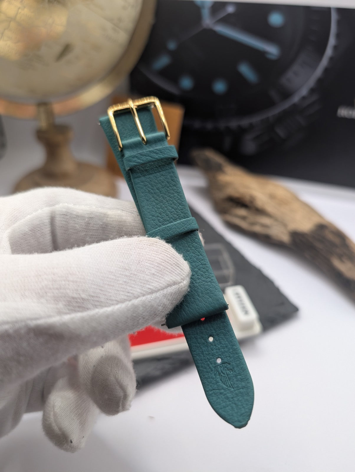 Citizen Vintage Watch Strap NOS 20mm Green Leather Gold Buckle – Original Japan