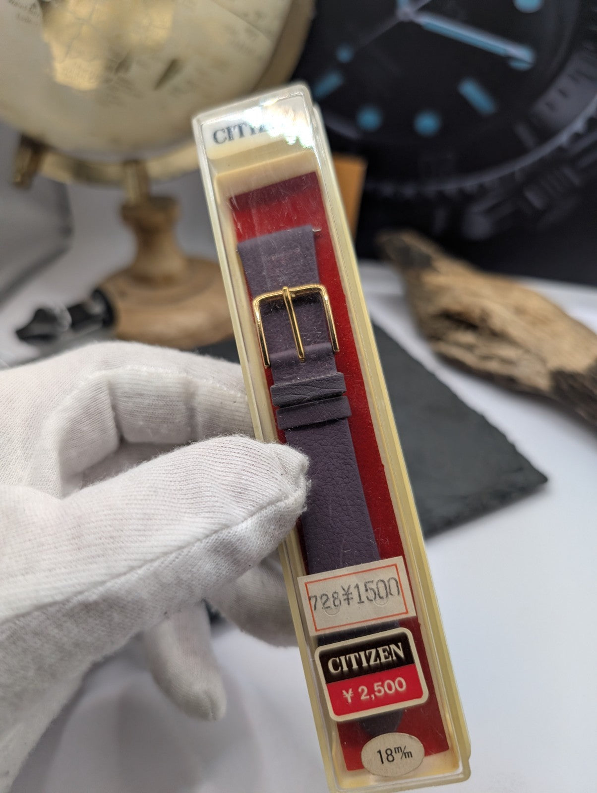 Citizen Vintage Leather Watch Strap NOS – Purple – 18mm – Japan – New Old Stock