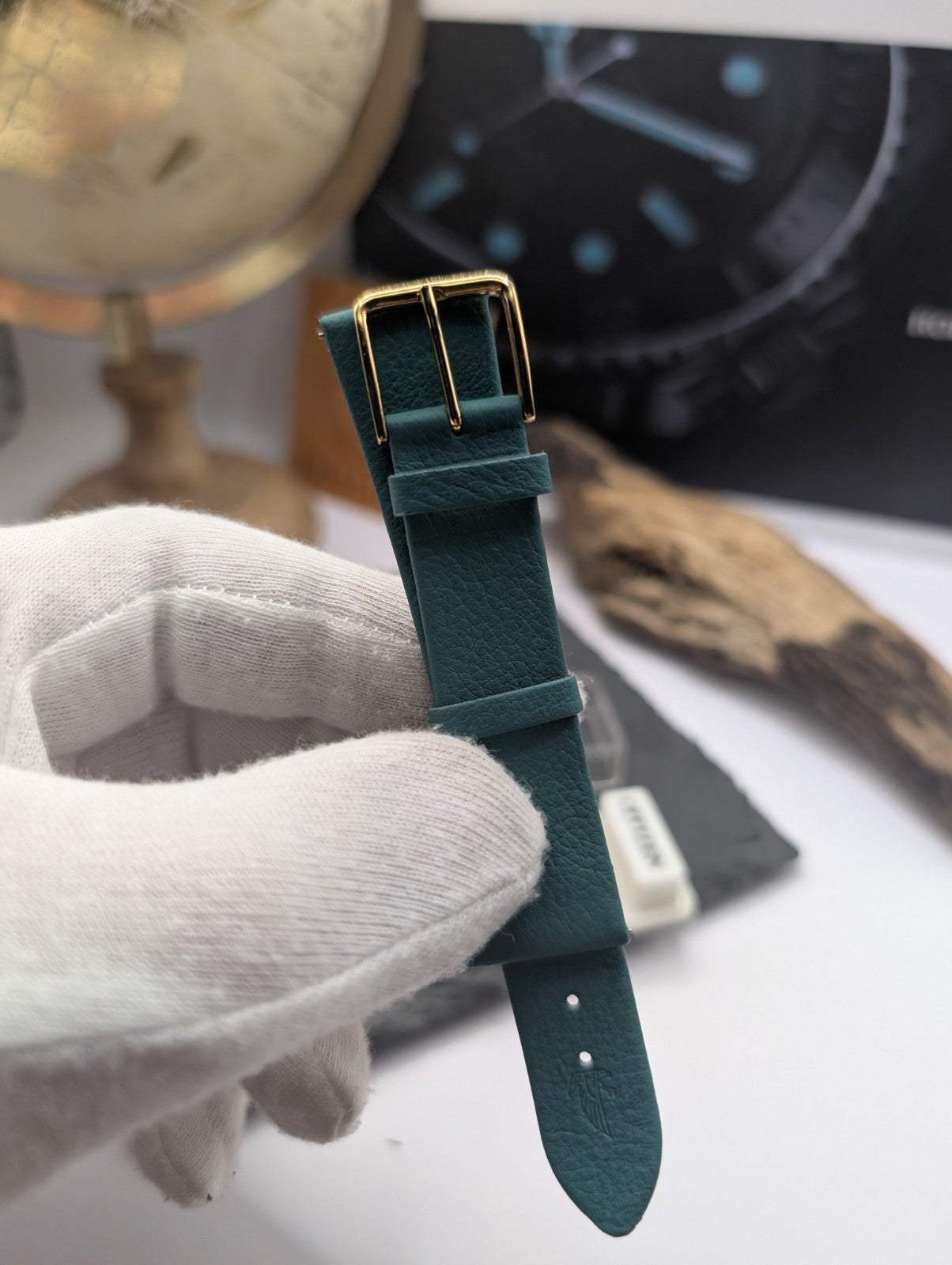 Citizen Vintage Watch Strap NOS 20mm Green Leather Gold Buckle – Original Japan